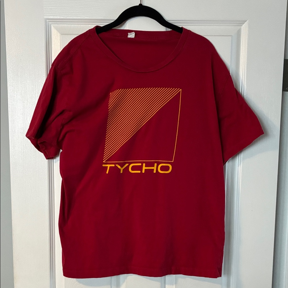 TYCHO Red Graphic Tee with Yellow Logo - Band T shirt
